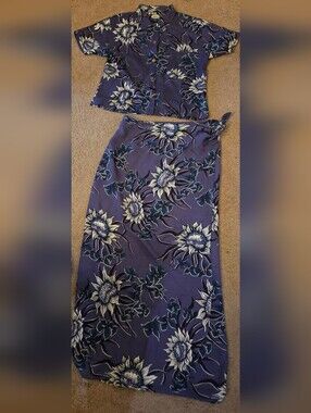 Tommy Bahama Purple Floral Maxi Skirt Set